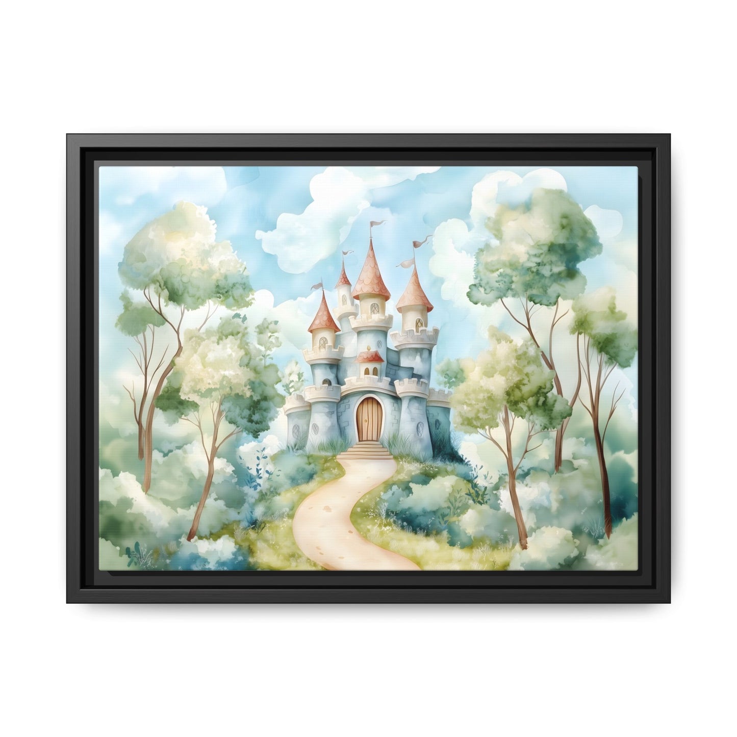 Whimsical Castle Art Print | Framed Matte Canvas for Home Decor