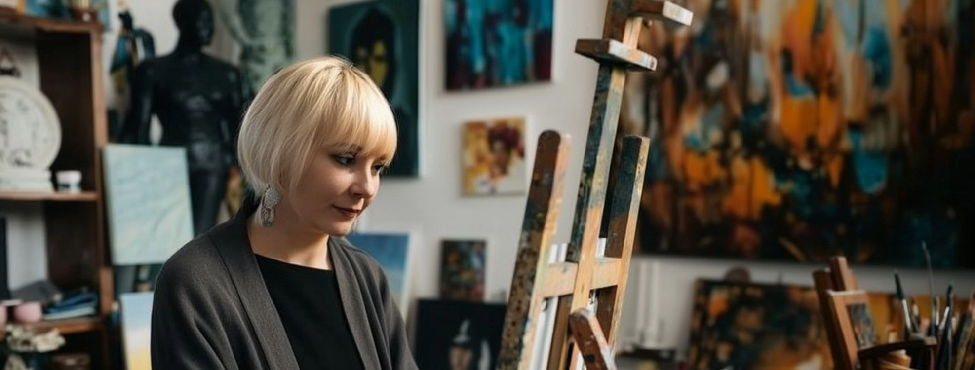 Mechelle Flowers standing at an Easel